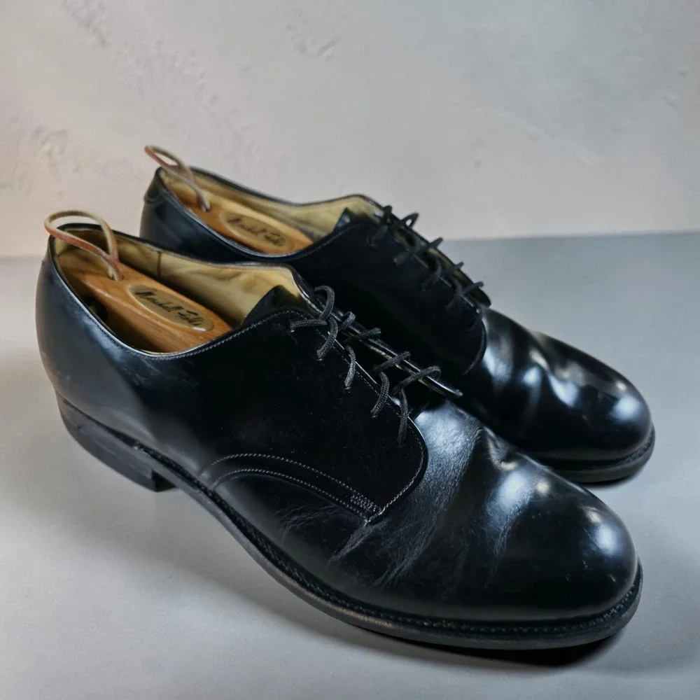 Vintage 1981 International Shoe Company Black Leather Military Oxfords Size 9.5
